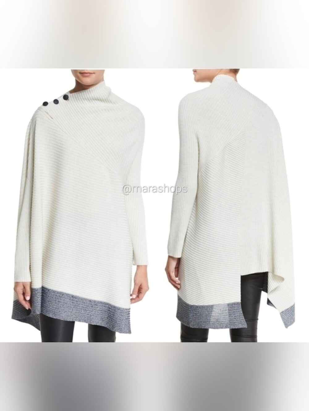 Rag & Bone Rayna Ribbed Asymmetric Poncho Sweater